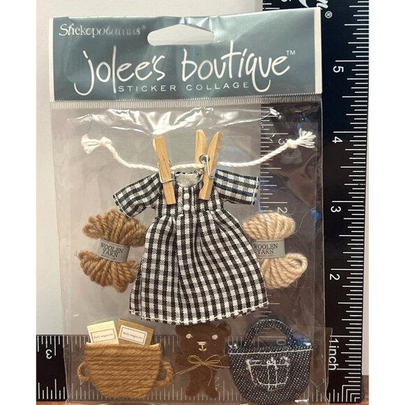 Jolees Sticker Collage SPJB033 COUNTRY BREEZE Yarn Dress CLOTHESPIN TEDDY - Picture 2 of 5